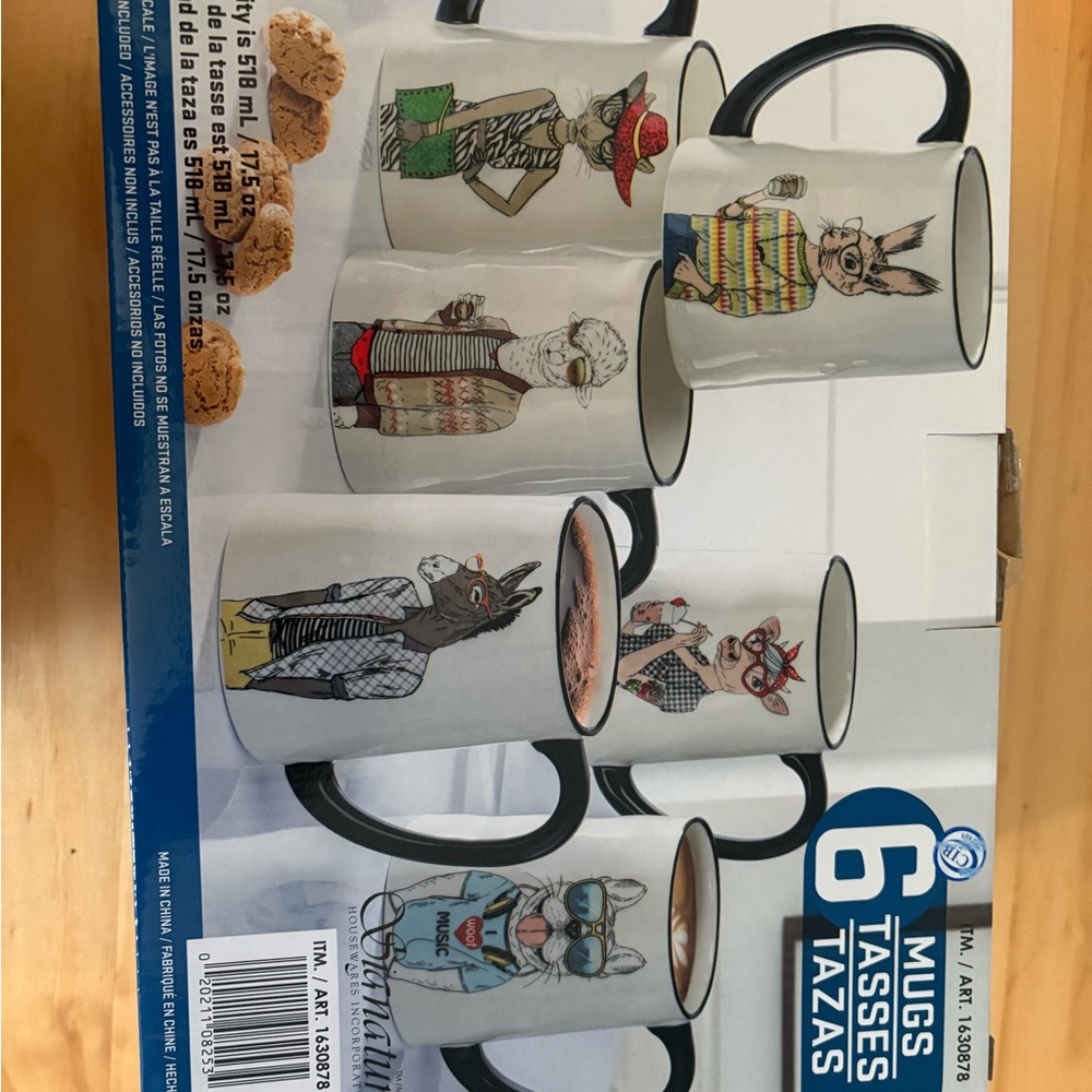 Animal Print Ceramic Mug Set - Black and White